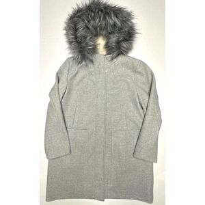 Nine West Hooded FauxFur Trim Wool Blend Coat Womens Size XXL